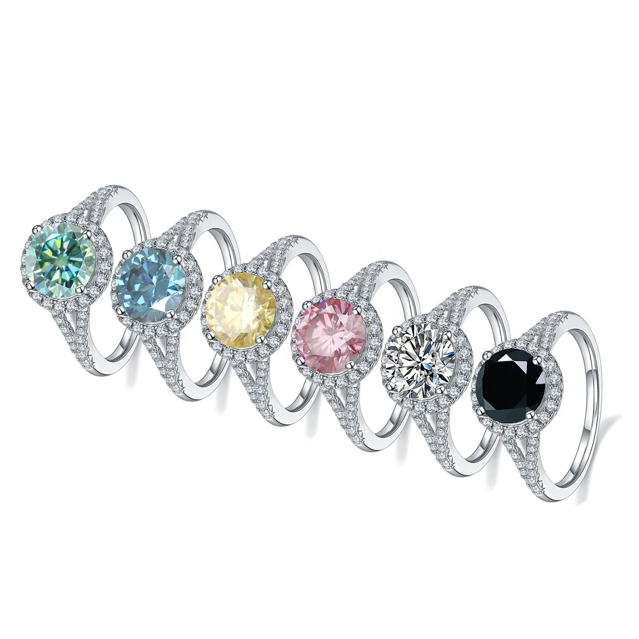 Abiding Jewelry Wholesale Custom 925 Sterling Silver Metal Gold 8mm Diamond Jewelry 2CT Moissanite Ring