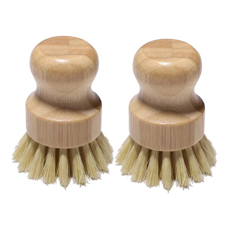 Wholesale Round Handle Pot Cleaning Brush Eco Friendly Bamboo Dish Brush for Kitchen