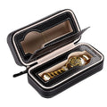 2 4 8 Slots Velvet Lining Black PU Leather Watch Travel Zipper Storage Watch Case