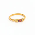 High End 18K PVD Gold Plated Red Mini Goose Egg Zirconia Rings Vintage Crystal Stainless Steel Tarnish Free Jewelry