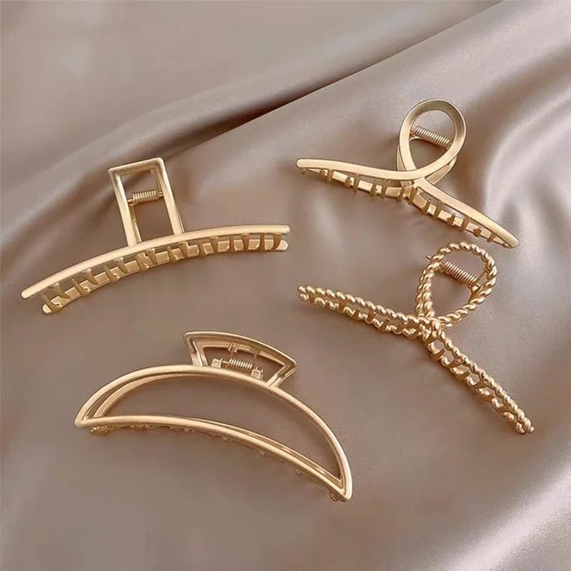 New Multi Style Gold Metal Hair Claw Clips Ladies Temperament Large Metal Hair Clip Set Fashion Hair Accessories