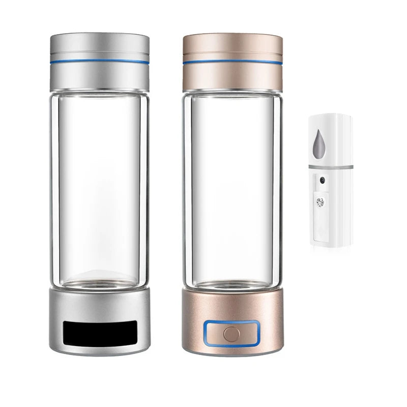 Hydrogen Rich Glass PEM Water Bottle with Facial Mister & Engine 260ml Capacity CE Certified