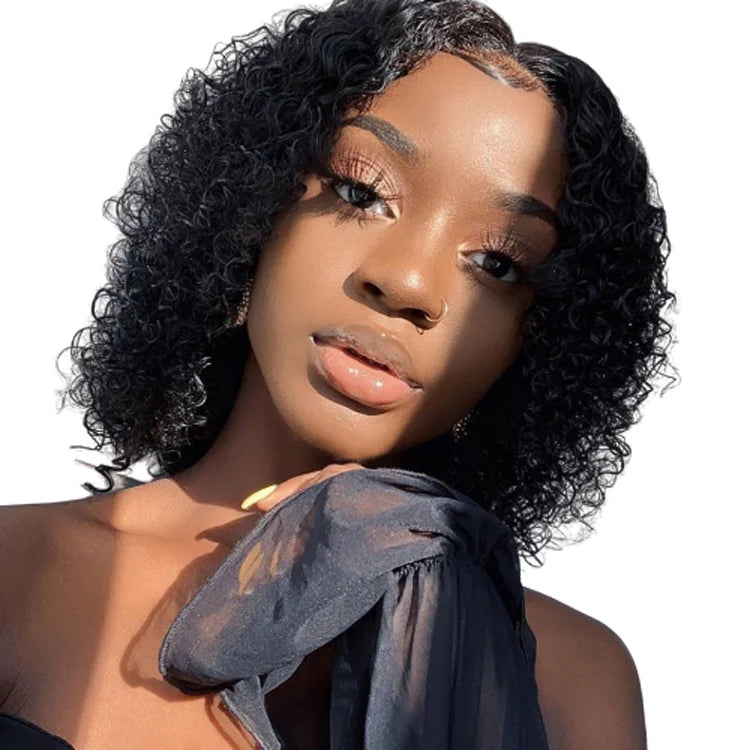 Brazilian Hair Lace Front Wig Virgin 100% Real Human Hair Wig Short Water Wave Short Bob Wigs Brazilian Natural Wave