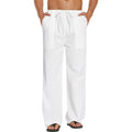 Custom Mens 100% Linen Loose Casual Lightweight Elastic Waist  Pants