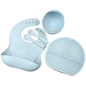 RTS Silicone Baby Feeding Set Infant Tableware Suction Plate With Lid and Spoon Kids Dinning Set