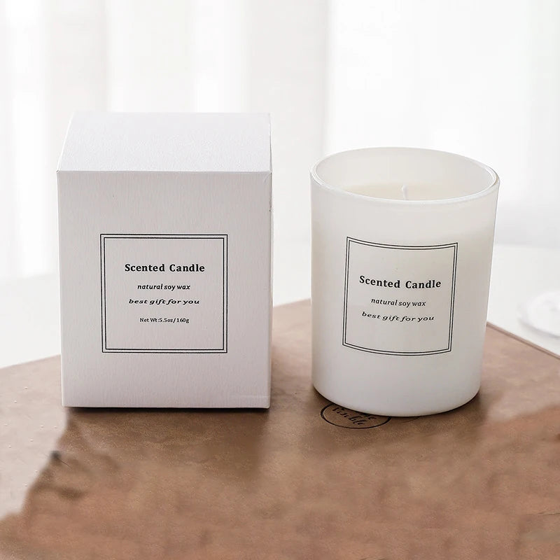 Bulk Christmas Birthday White Matte Glass Jar Fragrance Oil Aromatherapy Soy Wax Own Brand Luxury Scented Candle Gift Set