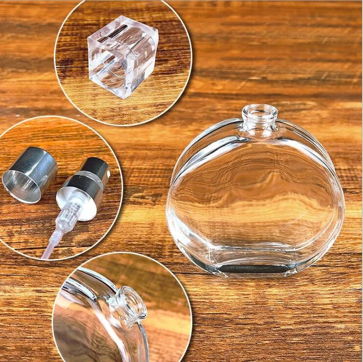 Spot Wholesale Perfume Bottle 100ml Oval  Bottle Transparent Portable Cosmetics Bottle