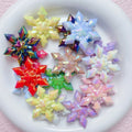 Acrylic Uv Color Plated Solid Snowflake Beads Straight Hole Winter Snowflake Ornaments 3D Christmas Pendant Beads