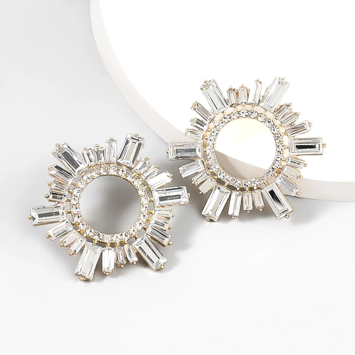 Wholesale Alloy AAAAA Zircon Rhinestones Crystal Sun Flower Earrings Earrings Ear Studs Fashion Jewelry for Women Girls Gifts