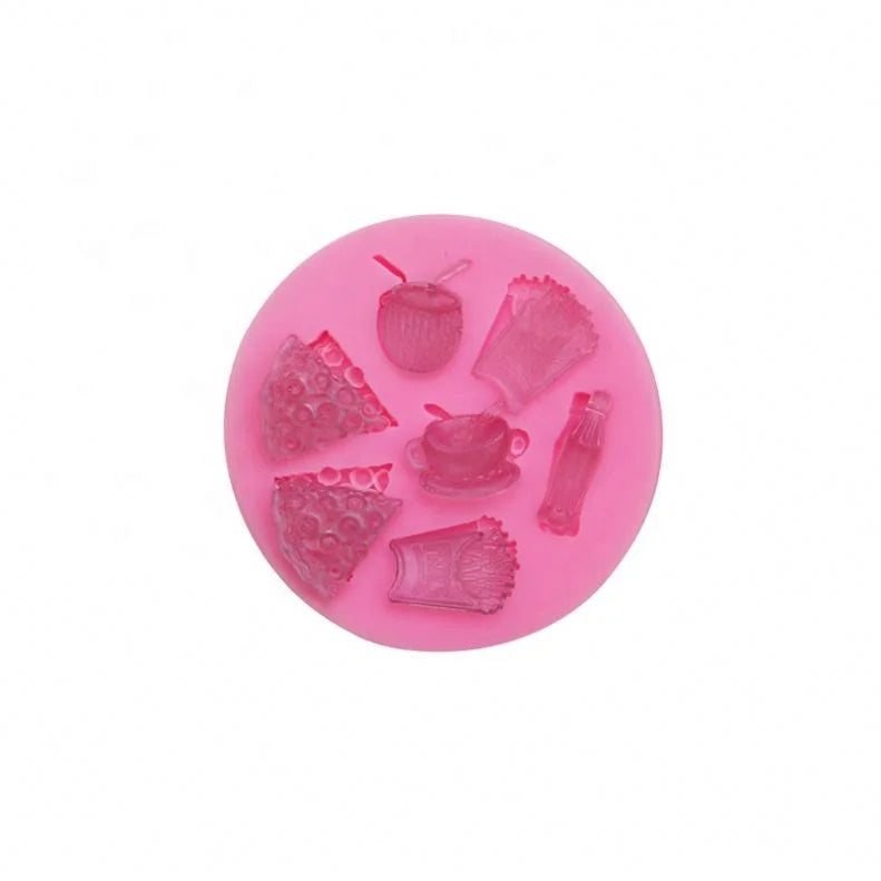 Hengya Silicone Chocolate Mould with Fries Pizza coke Shape. Silicone Sugar Lace Mould 3D Fondant Mermaid Tail Cake Tools