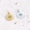 18K Gold Plated DIY Jewelry Accessories Stainless Steel Evil Eyes Pendant with 12 mm Hole 1.8 mm