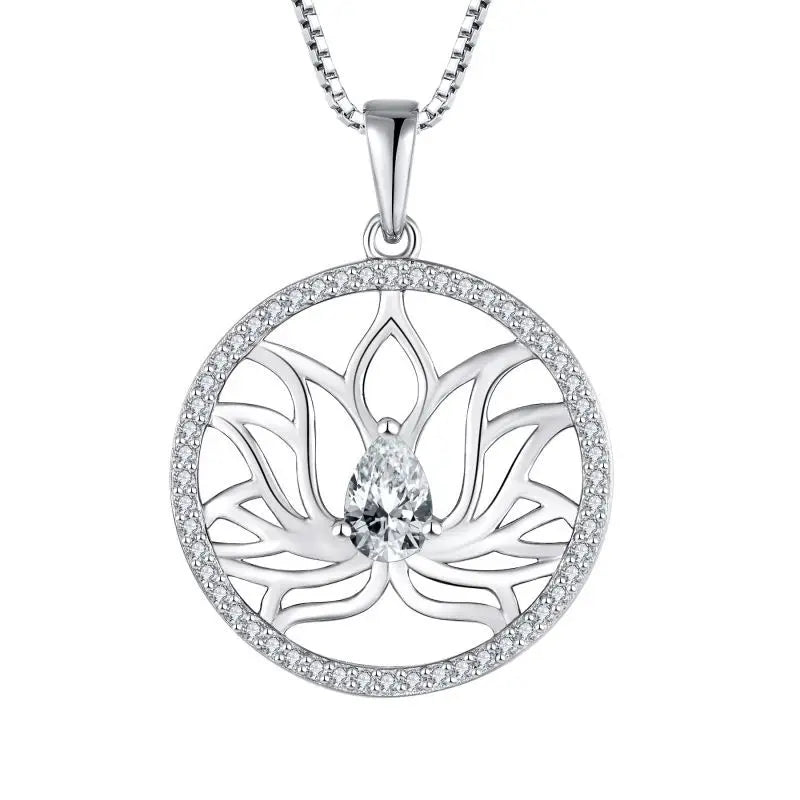 YH JEWELLERY Factory Wholesale Hot Selling 925 Sterling Silver Lotus Flower Dainty Pendant Necklace Fine Jewelry