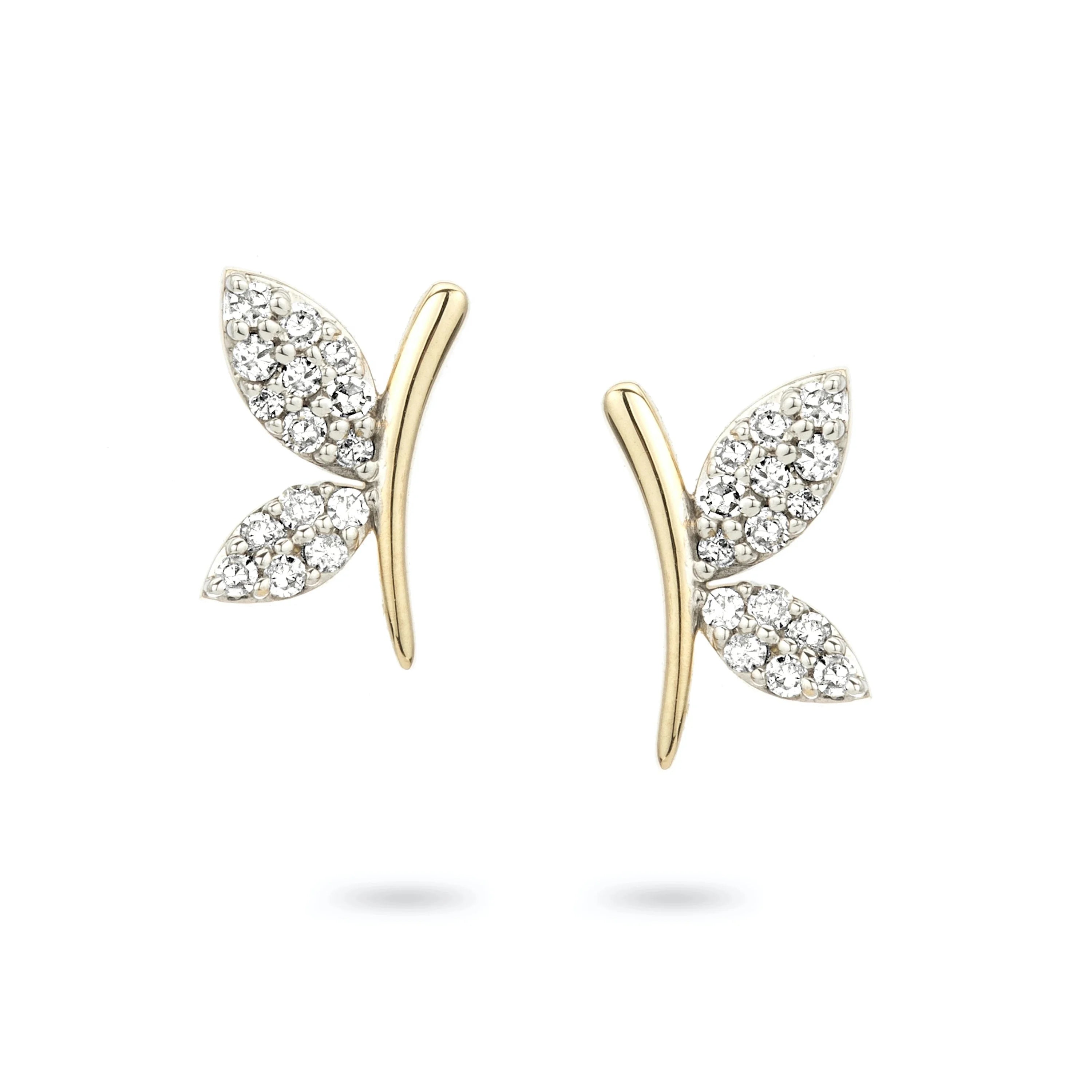 LOZRUNVE Insect Jewelry Wholesale 925 Silver Garden Party Pave Butterfly Stud Earring
