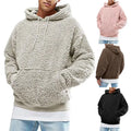 Autumn/Winter Men's Baggy Hooded Pullover Tops Custom Logo Warm Casual Tops with Solid Pattern Casual Pullover Hooded Collar