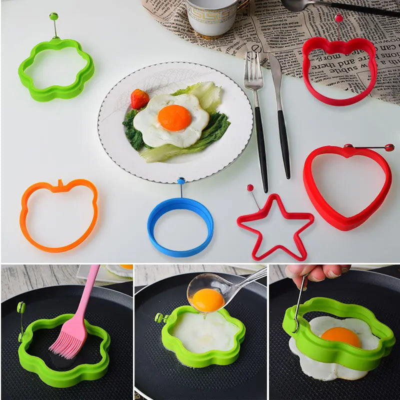 Eco-Friendly Egg Beaters & Omelette Maker Heart-Shaped Round Silicone Fried Egg Mold
