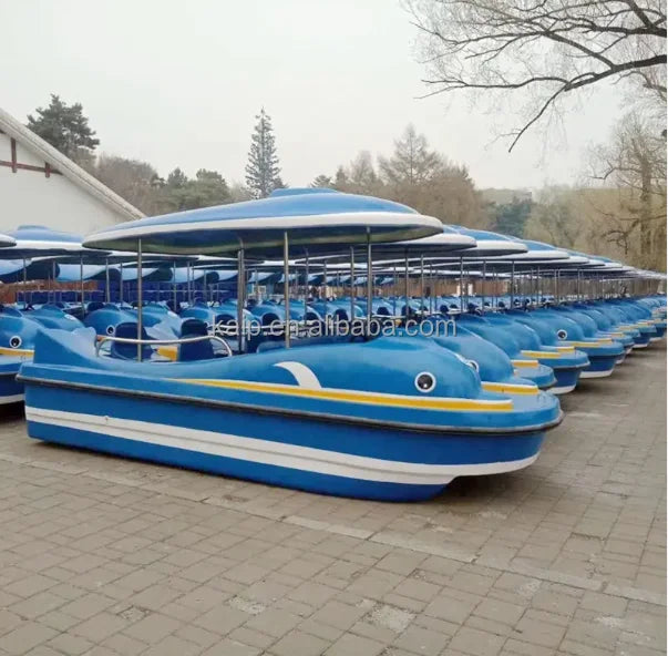Hot Sale 4-person Dolphin Pedal Boat Self-draining Long Strong Hull Water Park Outdoor Playground Sport Foot Power