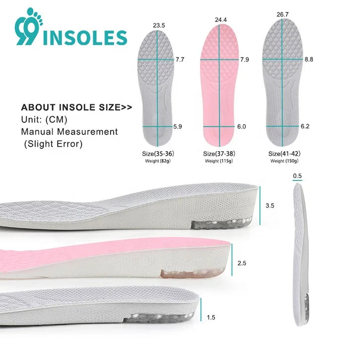 JIANHUI Invisible Wearable Popcorn Foam Enhance Height Increase 1.5/2.5/3.5 CM PU Shockproof Unisex Shoe Insoles