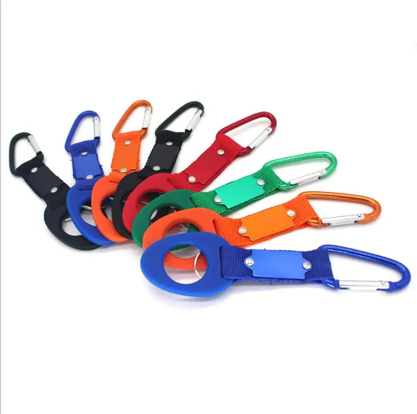 Summer Bottler Short Hand Strap Custom logo Short Rubber Bottle Holder Strap Keychain Lanyard Carabiner Hook With Metal Tag