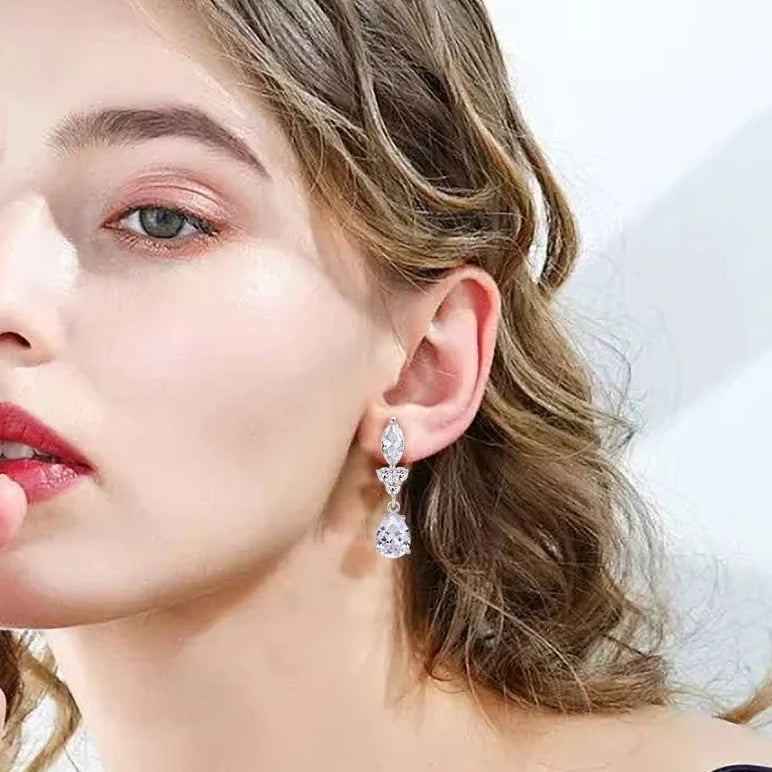 QX Custom OEM Own Designer Fine Jewelry Luxury Cubic Zirconia 925 Sterling Silver Long Drop Earrings Women