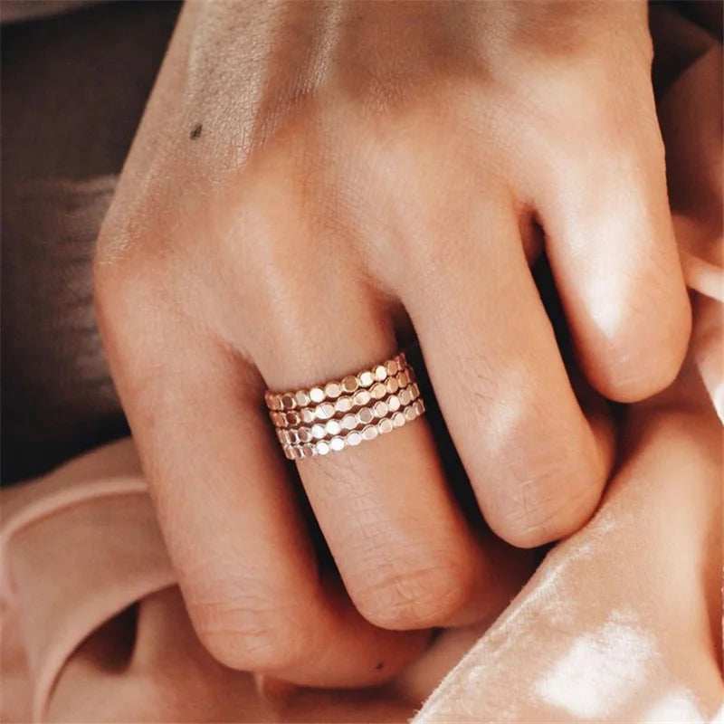 Popular Ring Jewelry 14K Gold Filled Knuckle Ring Simple Hammered Shape Rose Gold Stacking Ring for Women