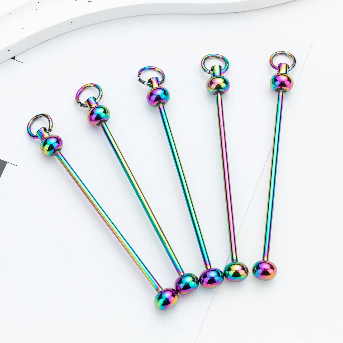 Fashionable DIY Beadable Keychains 2mm Diameter Metal Rod with Beaadable Bars Customizable Metal Stick Keychains