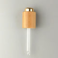 Pressure Dropper Pipette 18 mm Bamboo Dropper Cap Gold Top Push Button Dropper with Glass Pipette for Essential Oil Bottles