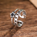 925 Sterling Silver Opening Ring Star Double Retro Female Ring Sterling Silver Jewelry Wholesale Personality