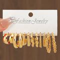 6Pcs/Set Fashion Gold Color Geometric Design Earring Set for Women Jewelry