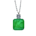 New Fine Jewelry Necklaces 925 Silver Chamfer Square 15 * 15 Gemstone Necklace Emerald Pendant Necklace