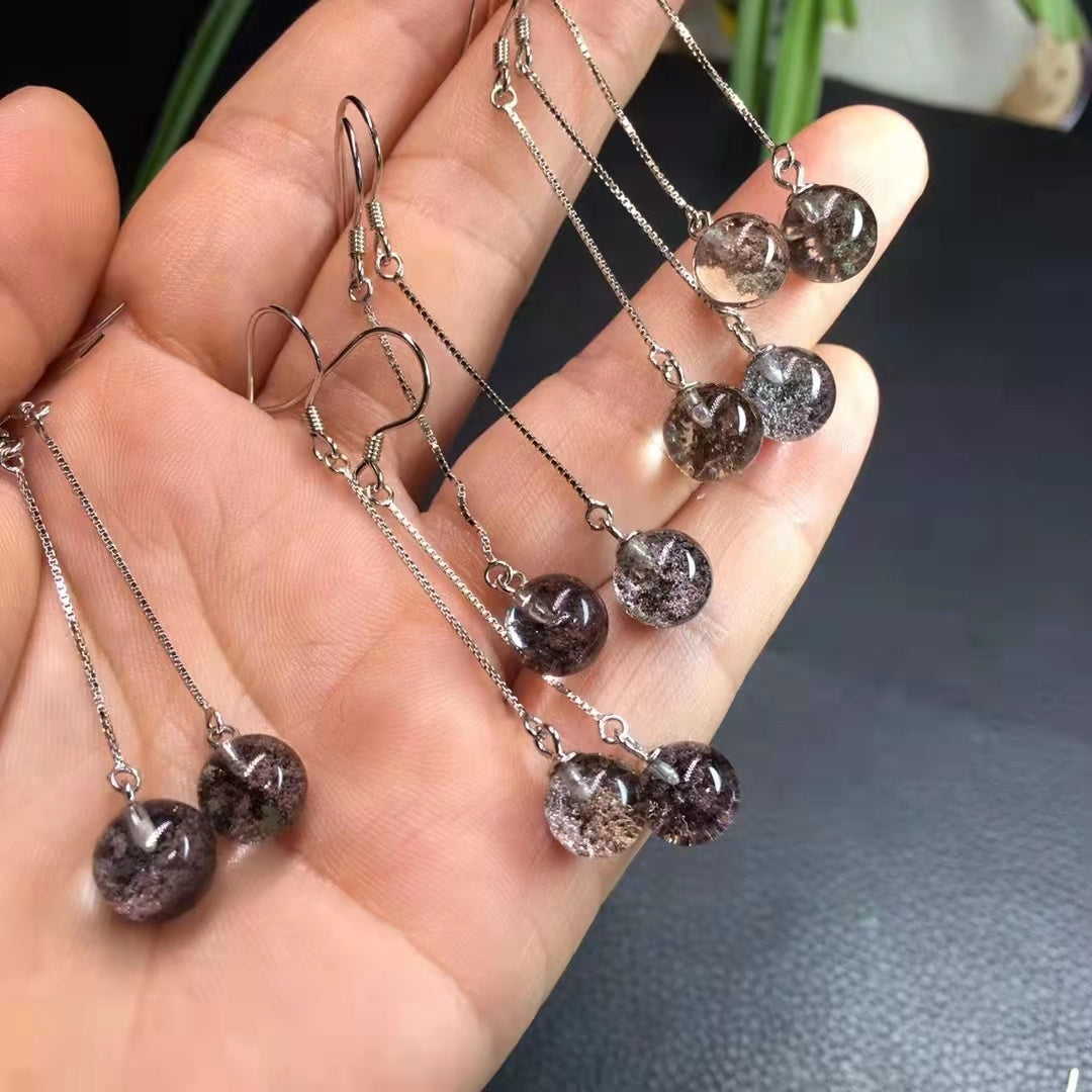 Healing Gemstone Stone Fine Jewelry Natural Raw Crystal Garden Quartz 925 Sterling Silver Earrings Hook