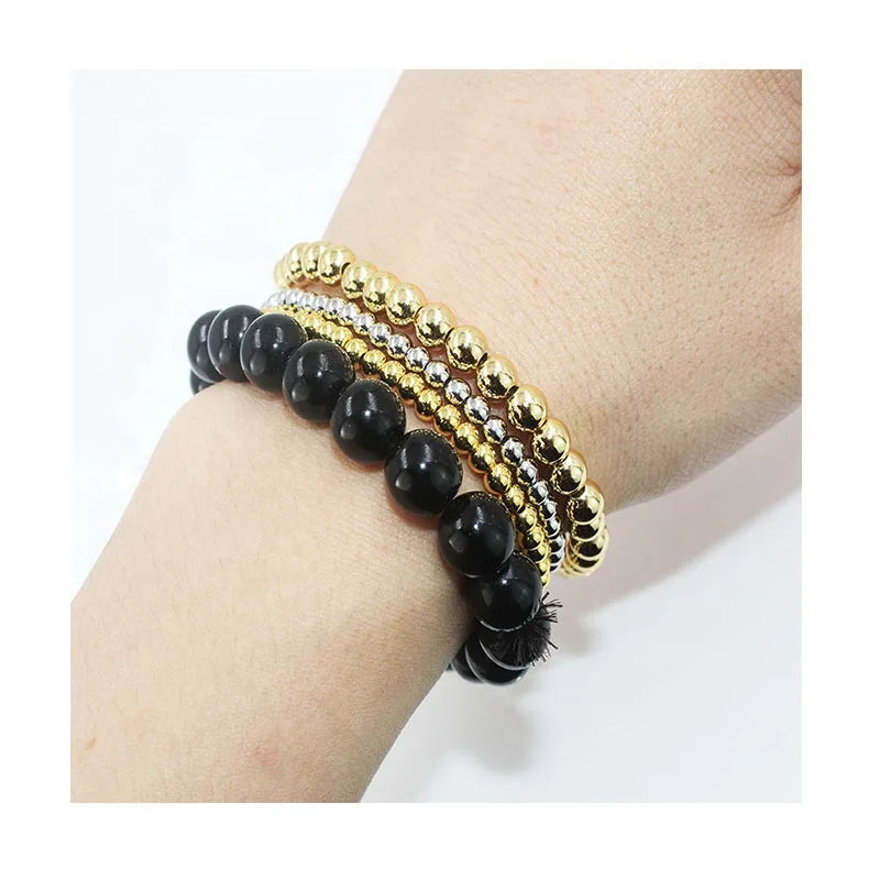 BMZ 2026 New Arrival Ball-shaped Metal Elastic Bracelet 3mm 4mm Stainless Steel Jewelry Beads for Anniversaries Other Special MegaBDM