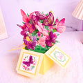 Promotional Festival Greeting Cards Purple Yellow Double-color butterfly Flowers Beautiful Animal Flower Box 3D Pop-up Art Paper