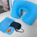 4-Piece Portable U-Shape Plush Nap Pillow Travel Set PVC Inflatable & Made of Polyester Microbead Filling Airplane Neck Pillow