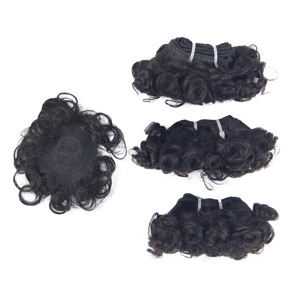 Promotion105g/pack 6 Inch Flower Bloom Funmi Grade 12a 100% Raw Virgin Human Hair WeaveWholesale Virgin Peruvian Hair 3 Bundles