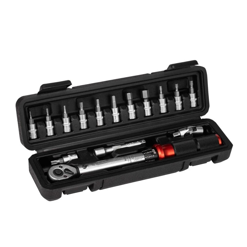 15PCS 1/4 Inch Drive Torque Wrench Set 2-26Nm Dual-Direction 72 Tooth Torque Wrenches for Bike Car Repair Home Maintenance