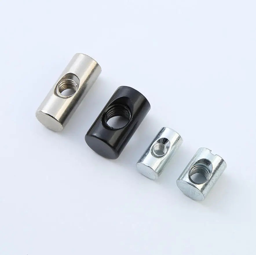 Embedded Connection Nut Galvanized M3 M4 M6 M8 M12 12mm 20mm Metal Cross-slot Barrel Nut Cross Dowels Nut With Holes