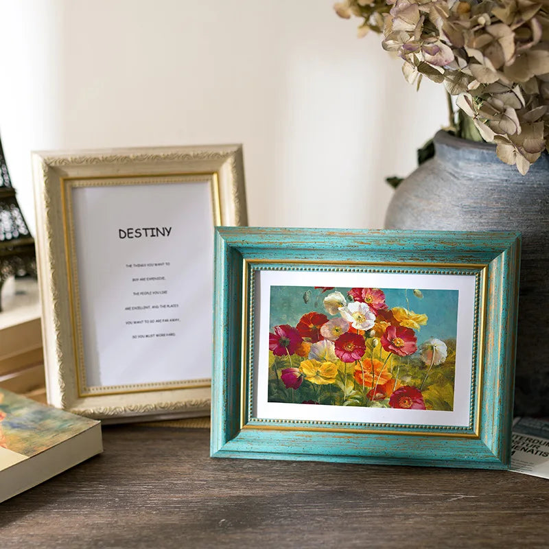 YESCOM Hot Sale Wholesale 4x6 5x7 Inch Tabletop Sublimation Picture Frames Blue Gold Glass Plastic Photo Frame