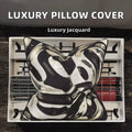 Luxury Jacquard 3D Printed Cushion Cover Black White Pattern 18x18 Home Decor Throw Pillowcase for Hotel Use