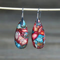 Bohemian Imperial Jasper Earrings for Women High-quality 18k Gold Plated Ear Hook Healing Energy Gemstone Dainty Earrings
