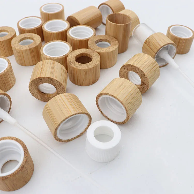 Bulk Sale Customized Essential Oil Screw Caps Bamboo Lid Pump Sprayer for Skincare Lotion Bottle