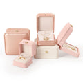 Custom Logo Rounded Corner Jewelry Package Box Ring Necklace Jewellery Gift Box Pink Green PU Leather Jewelry Packaging Box