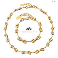 Stainless Steel 18K Gold Plated Jewelry Set Personalized Hook-Ups Chunky Chain Necklace and Bracelet