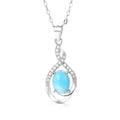 Women's Larimar Pendant Necklace 925 Sterling Silver Chain Jewelry Beach Ocean Lovers