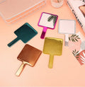 Zonyin Wholesale Electroplate Sliver Gold Handle Mirror Custom logo Small Handheld Square Cosmetic Hand Makeup Mirrors for Women