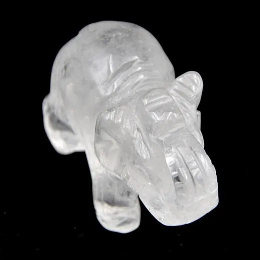 Huiying New Wholesale 2 Inch Natural Crystal Hand Made Elephants Clear Quartz Handmade Gemstone Carved Out to Buy Natural Crystal Hand Made Elephants for Feng Shu