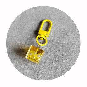 Resin Keychain Pearl Cube Key Ring Square Key Chains Souvenir Gifts for Women Men Handbag Accessories DIY Handmade Jewelry