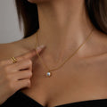 18K Gold Stainless Steel Moonstone Labradorite Pendant Bead Shiny Romantic Style Necklace with Link Chain Geometric Shape