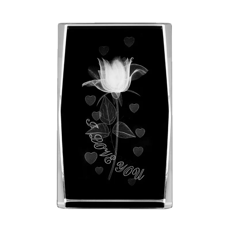 Wholesale Customized K9 Crystal Glass 3d Laser Engrave Crystal Rose Cube
