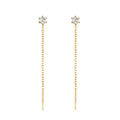 Fashion S925 Sterling SIlver 18K Gold Plated Diamond Long Tassel Earrings Jewelry for Women