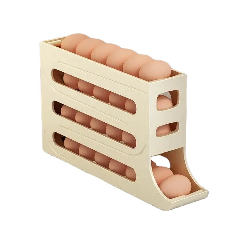Automatic Rolling Egg Storage Boxes Slide Type Kitchen Organizer Accessories Plastic Refrigerator Egg Organizer Rack for Food